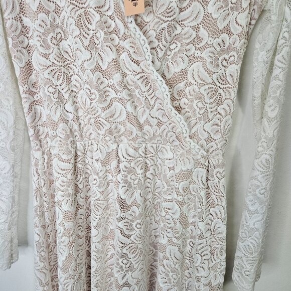 Bush Street Couture Bridal Faux Wrap Lace Wedding Dress S-M Bohemian Romantic - Picture 6 of 11